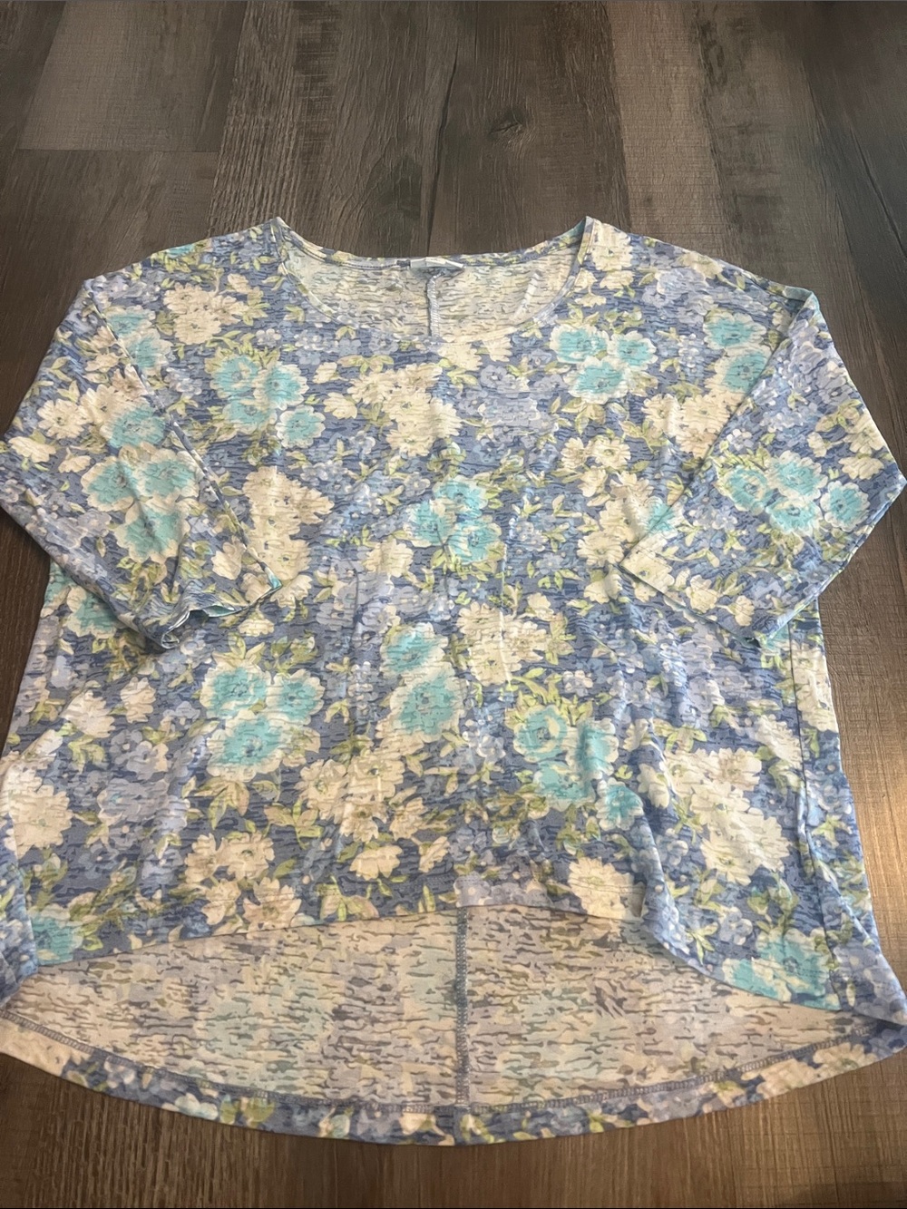 J. Jill Blue Floral Scoop Neck Blouse size medium